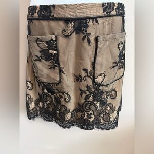 Abercrombie & Fitch Black Floral Lace Mini Skirt Nude Lining 4